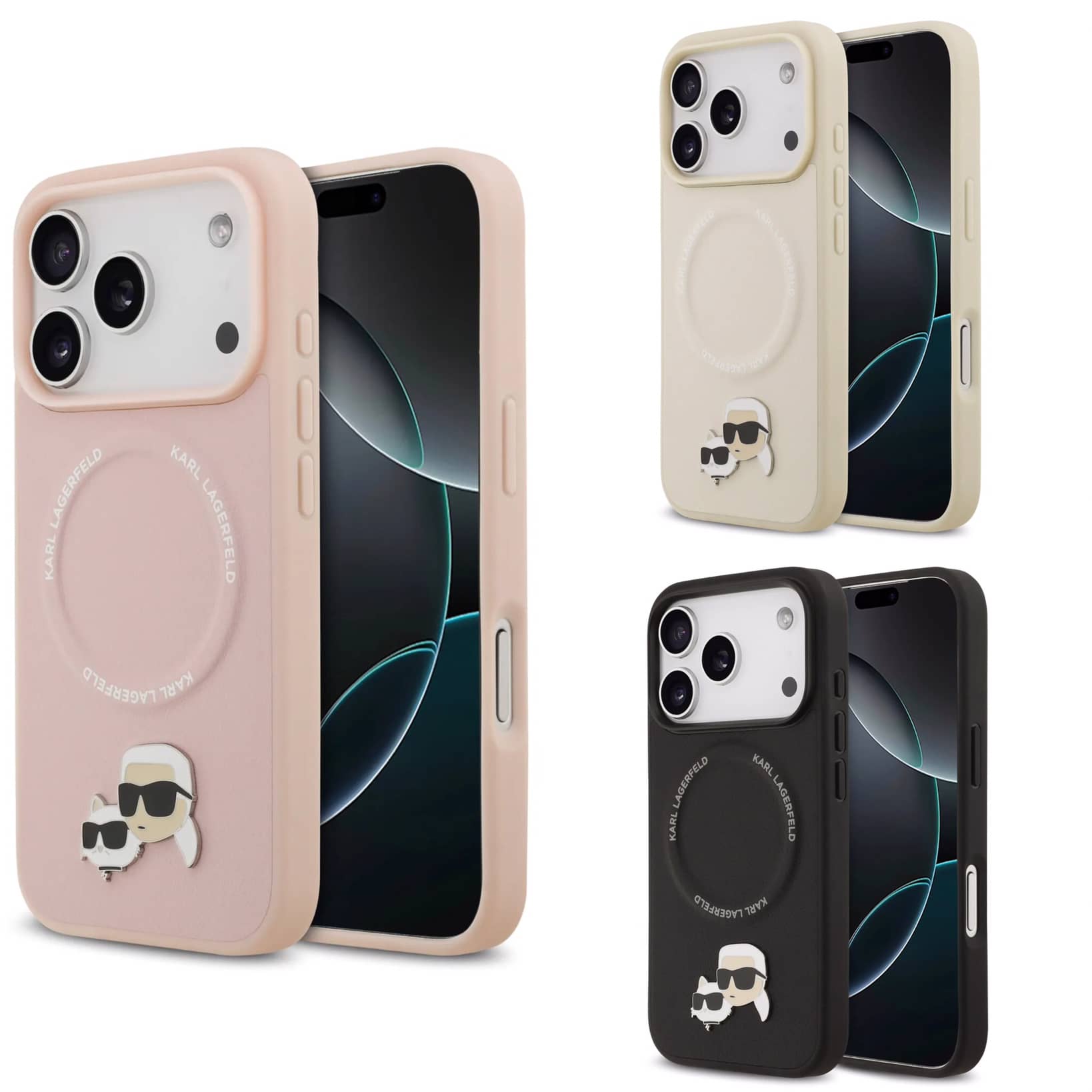 قاب کارل لاگرفلد Karl Lagerfeld در کنار گربه با مگ سیف Iphone سری 17